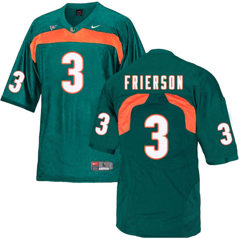 Nike Miami Hurricanes #3 Gilbert Frierson College Football Jerseys Sale-Green